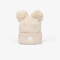 New Era Knit Medium MLB Double Pom Beanie New York Yankees Stone - Dydis Universalus (60691353 Kitos kepurės)