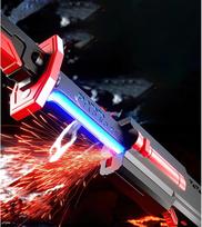 Šviečiantis kardas „Cyberpunk“ su kibirkštimis ir rūku – 7 RGB spalvos, garsas, USB-C, 80 cm