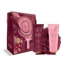 Grace Cole Velvet Plum & Soft Suede Body Care Box - Dárková sada v krabičce ( 3 ks ) Vonios ir dušo priemonė
