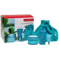 Set Clarins Hydra-Essentiel Face Cream 50ml + Face Mask 15ml + Lip Scrub 3ml + Cosmetic Bag Dekoratyvinė kosmetika