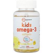 Micro Ingredients, Vaikams skirtas omega-3, citrinų skonio, 240 vegetariškų minkštųjų kapsulių
