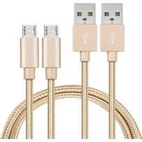 Dvikabeliai Samsung Galaxy A10,A6-A7-J6 2018,A3-A5-J7-J5-J3 2016-2017,S7 - Mikro USB pintas nailono kabelis Auksinis [Phonillico®]