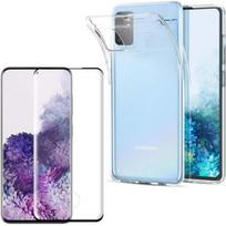 Koželis ir Grūdintas Stiklas - Phonillico - Samsung Galaxy S20 - Minkštas Silikonas - Ekrano Apsauga - Juodas Kraštas