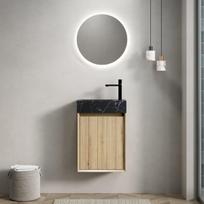 Vonios spintelė su kriaukle, juodas marmuras, ąžuolas, 1 durys, 40 cm