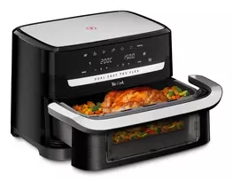 Tefal Dual Easy Fry Flex EY9228 9 L Autonominės 2700 W Karšto oro gruzdintuvė Juoda, Nerūdijančiojo plieno