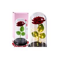 Amžinoji rožė kupole su LED apšvietimu, raudona, 21x11 cm