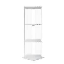 Stiklinė vitrina 38x38x121 cm, 360° pasukama, su RGB LED, 3 lentynos, mediena, balta