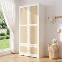 Spinta drabužiams, 2 durys, pakaba ir lentynos, MDF, balta, 90x48x180 cm