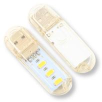 Mini USB lemputė 5V 3x LED šiltai balta 3500K kompaktiška 6 cm, skirta maitinimo bankui