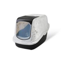Uždaro tipo kačių tualetas Savic Nestor Marble, balta sp./juoda sp., uždaras, 56 cm x 39 cm x 38.5 cm