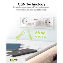 Goobay USB-C Multiport Fast Charger, PD, GaN, 68W (Black, 3x USB-C, 1x USB-A, Power Delivery, QuickCharge)