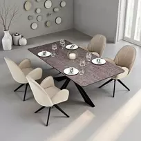 Homestyle4U Valgomojo stalas su kėdėmis, 200x100x76 cm, ruda juoda smėlio
