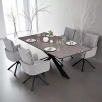 Homestyle4U Valgomojo stalas su kėdėmis, 200x100x76 cm, ruda, juoda, pilka