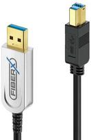 FiberX FX-I645-020, 20 m, USB B, USB A, USB 3.2 Gen 1 (3.1 Gen 1), 10Gbit/s, Juoda, Sidabrinė