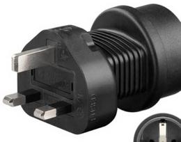 Goobay Maitinimo adapteris UK, Juodas, F tipas, G tipas (UK), Tiesus, Tiesus, 250 V, 5 A