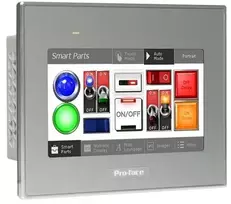 Schneider Electric 4" platus jutiklinio ekrano skydelis, 1COM, 1Ethernet, USB host&device, 24 VDC, GP-ProEX modelis