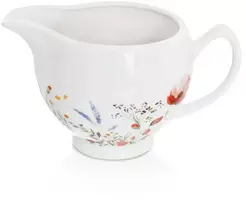 Porcelianinis pieno indelis su aguonų motyvu, baltas, 230 ml