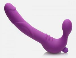 Be diržų užmaunamas strap-onas Strap U Royal Rider, vibruojantis, silikoninis, violetinis