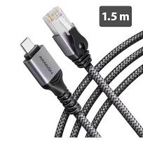 Axagon ADE-CM15 USB-C 5Gbps - Gigabit Ethernet adapter with integrated CAT6 RJ-45 network cable (1.5 m), Asix AX88179B ADE-CM15