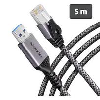 Axagon ADE-AM50 USB-A 5Gbps - Gigabit Ethernet adapter with integrated CAT6 RJ-45 network cable (5 m), Asix AX88179B ADE-AM50