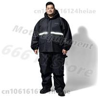 9XL Dėmesio Dydžio Vyriškas Lietpaltis Lietaus Kelnės Didesnio Dydžio Rinkinys 10XL Atskiras 160kg Atspindintis Vandeniui Atsparus Motociklininko Lietpaltis Dvisluoksnis 10XL(150kg-160kg) juoda