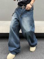 Vintage Men Stretchy Baggy Denim Jeans For Men Fashion C XL gray