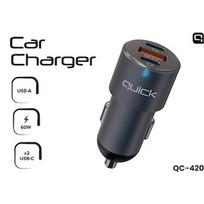 Quick QC-420 Car Charger with USB / 2x USB-C 60W QC-420