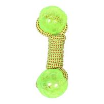 Dog Cotton Rope Chew Toy Dumbbell Shape Rope Toy with Textured Balls Interactive Puppy Teething Toy for Tug-of-War Boredom Relief Teeth Cleaning žalia