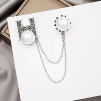 „Blucome Fashion“ grandinės sagė moterims perlų grandinėlės segtukai, skirti kostiumo hidžabo segtams sidabras