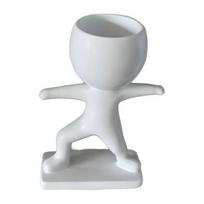 Fun Workout Figure Planter Modern Resin Treadmill Runner Plant Pot Dumbbell Body Builder Plant Holder Cute Head Planter Size#17 white