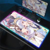 RGB Mouse Pad 900x400 Genshin Impact Kamisato Ayaka Anime Girl Mousepad PC Office Kawaii Desktop Table Mat Laptop Game Mouse Mat RGB600x300x3mm white