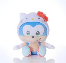 Sega Fave SONIC FRIENDS Sanrio Characters Plush Toy Medium Sonic x Hello Kitty & white