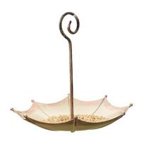 Umbrella Bird Feeder Outdoor Hanging Bird Feeder Decorative Open Bird Feeder for Balcony Garden Backyard bronza