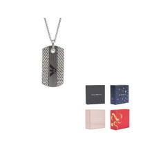 EMPORIO ARMANI Stainless Steel Dog Tag Necklace EGS3149040 F-Basic Packaging - Original Brand Box gray