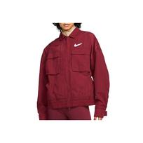 Nike As W Nsw Swoosh Woven Casual Polo Long Sleeve Jacket Unisex Jacket DR5621-638 M brown