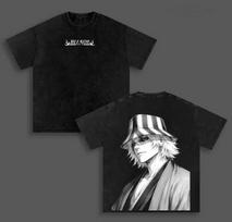 Kisuke Urahara BLEACH Manga Retro T Shirt Vintage Washed T-shirt Men Clothing Short Sleeve Casual Oversized 100% Cotton Tee Tops S black