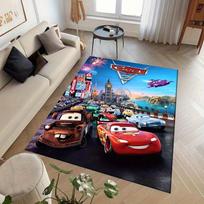 JIT 1pc  Lightning McQueen and His Friends Themed Area Rug – Soft Polyester, Machine Washable Rectangular Carpet for Bedrooms, Entryway, Office – Larg 120cm by 160cm blue