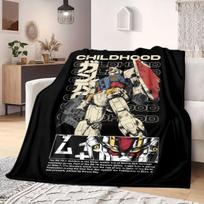 Gundam RX-78-2 Spausdintas pledas Šiltas patogus flanelinis pledas Tinka miegamiesiems, sofoms, lovoms, kėdėms, iškyloms, kelionėms 75x90cm gray