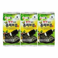 TAEKYUNG alyvuogių aliejumi pagardintas jūros dumblis, 3 pakuotės maišelyje Olive Oil 4g*3pcs yellow