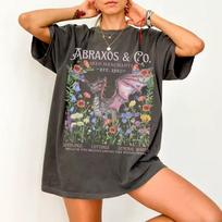 Vintage Women Abraxos Wyvern Sarah J. Maas Throne of Glass Manon Blackbeak Graphic T shirt Men Tee Summer Oversize Bookish Merch 140 black