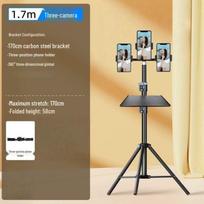 Dual Phone Live Streaming Stand with Multi-Camera Support and Fill Light Tripod for Selfie and Douyin Shooting Reinforced 2.1m + Bag