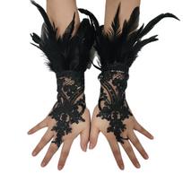 Wedding Gloves Proms White Gloves Feather Long Gloves for Operas Women Lady Proms Costume Accessories juoda