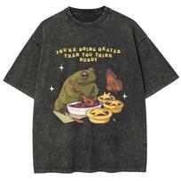 Juodi Moteriški Marškinėliai Y2K Varlės Spaudinys Oversized Medvilniniai Marškinėliai Amerikietiški Vintage Nudėvėti Trumpomis Rankovėmis Street 2XL brown