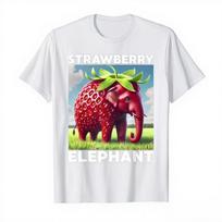 Strawberry Elephant Italian Brainrot Meme Tshirt for Men Women 100 Cotton T Shirts Short Sleeve Tops 4XL gray