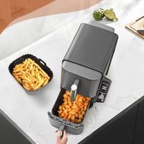 YCOC-Air Fryer Liners For Ninja SL401 Double Stack 2 Basket Air Fryer Reusable Rectangle Perforated Silicone Liners NONE gray