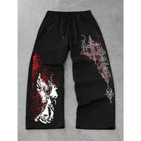 Gotikinis Punk Vintažinis Streetwear Moteriškos Vyriškos Kryžius Tiesios Ilgos Kelnės Plačios Kojos Džogeriai Laisvos Ruduo Žiema M gray
