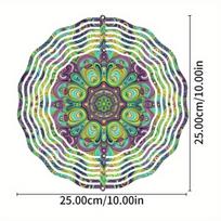 1pc Artistic Green Mandala Metal Wind Chime Rotating Decoration, 25.4 cm, Indoor Outdoor Hanging, Perfect for Christmas, Halloween, Thanksgiving 01A beige