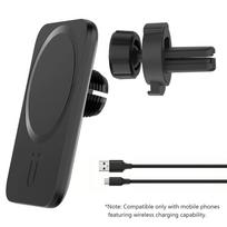 Mini magnetinis belaidis įkroviklis, automobilio oro išleidimo angos telefono laikiklis, stovas Magsafe iPhone 16/15/14/13/12 Pro Max, automobilio greito įkrovimo padėklas juoda
