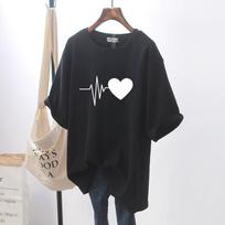 Dydžio pliusas Stora mergina Marškinėliai Moteriški liekninantys Aukšto pojūčio T-shirt Pilvą dengiantis Oversize O formos iškirptė Trumpomis rankovėmis Viršutinė dalis 2XL black