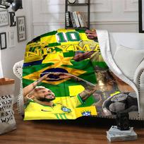 Neymar Brazilijos šventės spausdinta flanelinė, kvėpuojanti ir šilta antklodė, stilinga dovana namams, tinkama naudoti namuose, biure ir kaip lovatiesė. 15a19 130cmx150cm